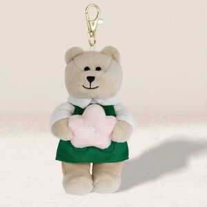 New Starbucks Cherry Blossom Mini Bearista Bear Plush Charm Keychain